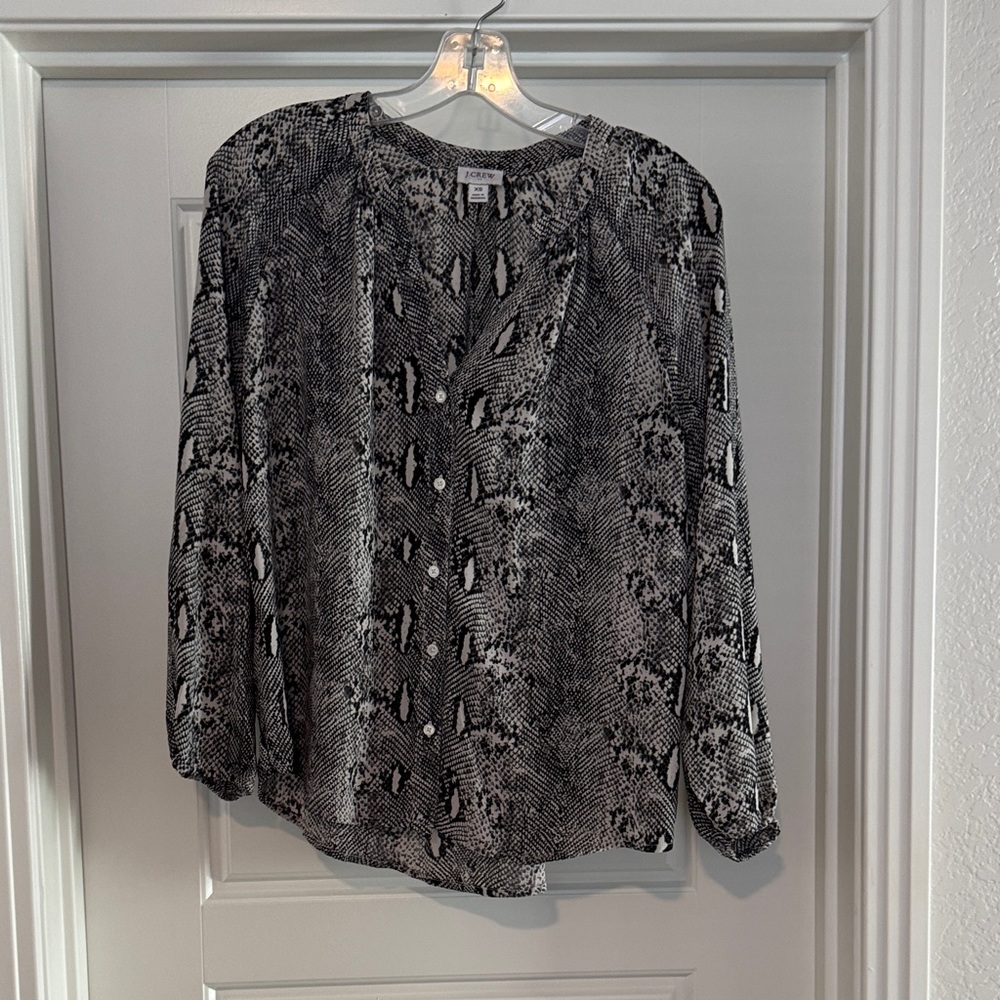 J. Crew Monochrome Patterned Blouse